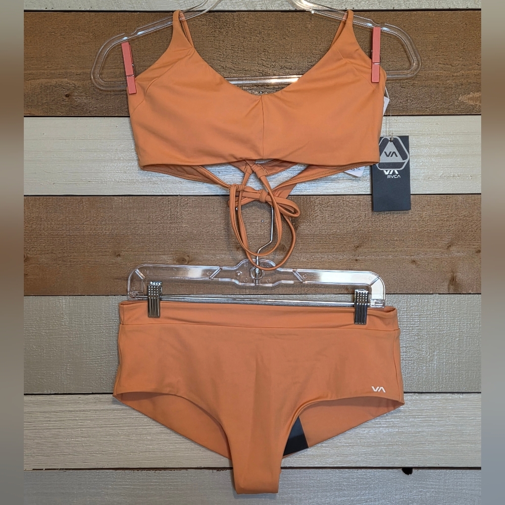 RVCA Peach/Orange Tie-Back Bikini Set